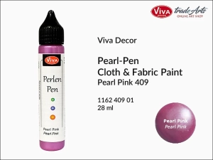 Farba do tkanin w pisaku Perlen-Pen Viva Decor, Kolor: Pearl Pink 409, aplikator 28 ml