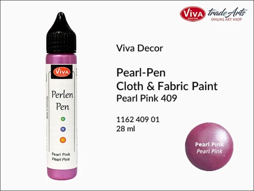 Pearl-Pen Cloth &amp; Fabric Paint Viva Decor, Perlen-Pen farba do zdobienia tkanin Pearl Pink 409 aplikator, farba Perlen-Pen Pearl Pink 409 w aplikatorze, Perlen-Pen farba w pisaku Pearl Pink 409 do tkanin, zdobienie tkanin, ozdabianie, Perlen-Pen,