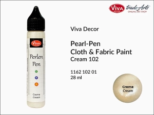 Farba do tkanin w pisaku Perlen-Pen Viva Decor, kolor: Cream 102, aplikator 28 ml