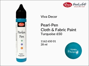 Farba do tkanin w pisaku Perlen-Pen Viva Decor, kolor: Turquoise 650, aplikator 28 ml
