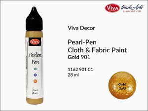 Farba do tkanin w pisaku Perlen-Pen Viva Decor, kolor: Gold 901, aplikator 28 ml