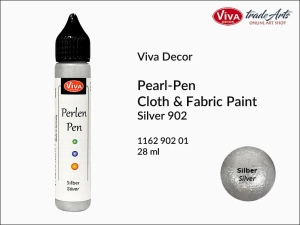 Farba do tkanin w pisaku Perlen-Pen Viva Decor, kolor: Silver 902, aplikator 28 ml