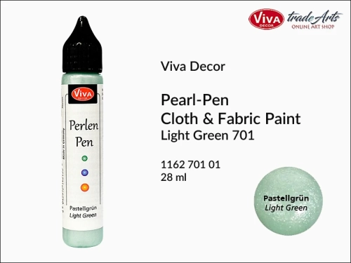 Pearl-Pen Cloth &amp; Fabric Paint Viva Decor, Perlen-Pen farba do zdobienia tkanin Light Green 701 aplikator, farba Perlen-Pen Light Green 701 w aplikatorze, Perlen-Pen farba w pisaku Light Green 701 do tkanin, zdobienie tkanin, ozdabianie, Perlen-Pen,