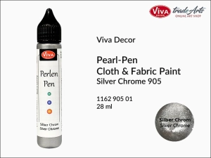 Farba do tkanin w pisaku Pearl-Pen Viva Decor, kolor: Silver Chrome 905, aplikator 905