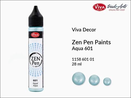 Zen Pen Paints Viva Decor Aqua 601,  Zen Pen aplikator kulistych perełek Aqua 601 Viva Decor, aplikator Zen Pen  28 ml Viva Decor, ozdabianie Zen Pen Aqua 601 Viva Decor, zdobienie, Zen Pen aplikator punktowy, Viva Decor,