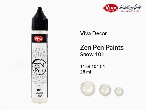 Zen Pen Paints Viva Decor Snow 101,  Zen Pen aplikator kulistych perełek Snow 101 Viva Decor, aplikator Zen Pen  28 ml Viva Decor, ozdabianie Zen Pen Snow 101 Viva Decor, zdobienie, Zen Pen aplikator punktowy, Viva Decor,