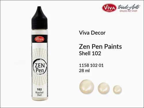 Zen Pen Paints Viva Decor Shell 102,  Zen Pen aplikator kulistych perełek Shell 102 Viva Decor, aplikator Zen Pen  28 ml Viva Decor, ozdabianie Zen Pen Shell 102 Viva Decor, zdobienie, Zen Pen aplikator punktowy, Viva Decor,