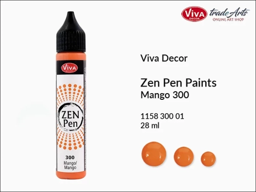 Zen Pen Paints Viva Decor Mango 300,  Zen Pen aplikator kulistych perełek Mango 300 Viva Decor, aplikator Zen Pen  28 ml Viva Decor, ozdabianie Zen Pen Mango 300 Viva Decor, zdobienie, Zen Pen aplikator punktowy, Viva Decor,