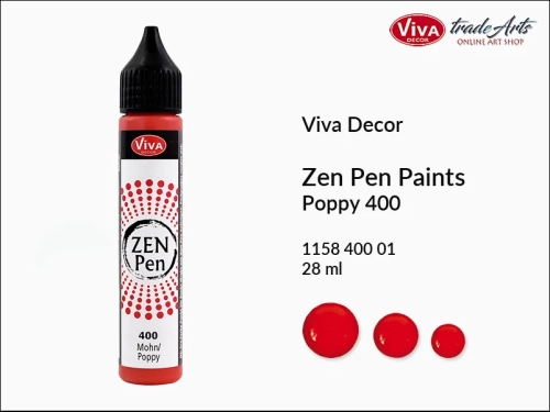 Zen Pen Paints Viva Decor Poppy 400,  Zen Pen aplikator kulistych perełek Poppy 400 Viva Decor, aplikator Zen Pen  28 ml Viva Decor, ozdabianie Zen Pen Poppy 400 Viva Decor, zdobienie, Zen Pen aplikator punktowy, Viva Decor,