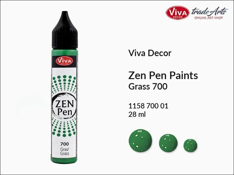 Zen Pen Paints Viva Decor Grass 700,  Zen Pen aplikator kulistych perełek Grass 700 Viva Decor, aplikator Zen Pen  28 ml Viva Decor, ozdabianie Zen Pen Grass 700 Viva Decor, zdobienie, Zen Pen aplikator punktowy, Viva Decor,
