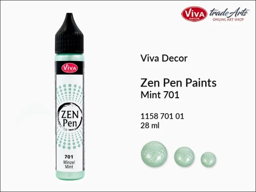 Zen Pen Paints Viva Decor Mint 701,  Zen Pen aplikator kulistych perełek Mint 701 Viva Decor, aplikator Zen Pen  28 ml Viva Decor, ozdabianie Zen Pen Mint 701 Viva Decor, zdobienie, Zen Pen aplikator punktowy, Viva Decor,