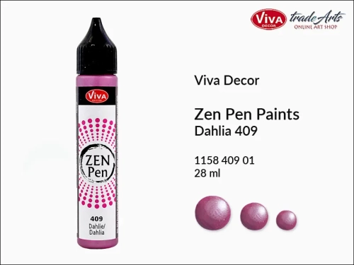 Zen Pen Paints Viva Decor Dahlia 409,  Zen Pen aplikator kulistych perełek Dahlia 409 Viva Decor, aplikator Zen Pen  28 ml Viva Decor, ozdabianie Zen Pen Dahlia 409 Viva Decor, zdobienie, Zen Pen aplikator punktowy, Viva Decor,