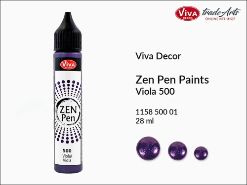 Zen Pen Paints Viva Decor Viola 500,  Zen Pen aplikator kulistych perełek Viola 500 Viva Decor, aplikator Zen Pen  28 ml Viva Decor, ozdabianie Zen Pen Viola 500 Viva Decor, zdobienie, Zen Pen aplikator punktowy, Viva Decor,