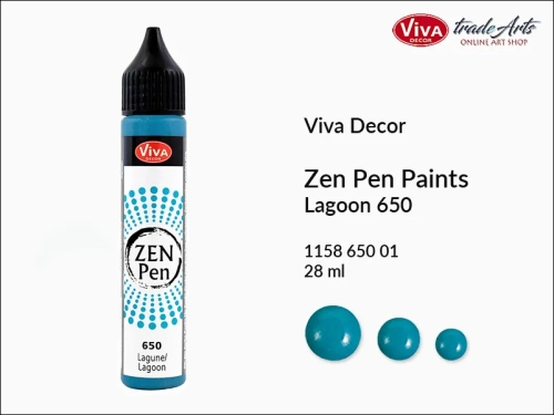 Zen Pen Paints Viva Decor Lagoon 650,  Zen Pen aplikator kulistych perełek Lagoon 650 Viva Decor, aplikator Zen Pen  28 ml Viva Decor, ozdabianie Zen Pen Lagoon 650 Viva Decor, zdobienie, Zen Pen aplikator punktowy, Viva Decor,