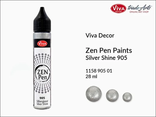 Zen Pen Paints Viva Decor Silver Shine 905,  Zen Pen aplikator kulistych perełek Silver Shine 905 Viva Decor, aplikator Zen Pen  28 ml Viva Decor, ozdabianie Zen Pen Silver Shine 905 Viva Decor, zdobienie, Zen Pen aplikator punktowy, Viva Decor,