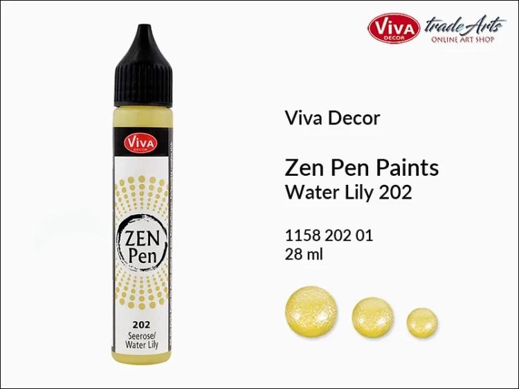 Zen Pen Paints Viva Decor Water Lily 202,  Zen Pen aplikator kulistych perełek Water Lily 202 Viva Decor, aplikator Zen Pen  28 ml Viva Decor, ozdabianie Zen Pen Water Lily 202 Viva Decor, zdobienie, Zen Pen aplikator punktowy, Viva Decor,