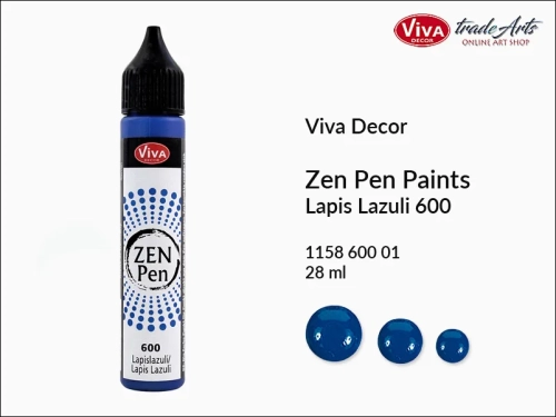 Zen Pen Paints Viva Decor Lapis Lazuli 600,  Zen Pen aplikator kulistych perełek Lapis Lazuli 600 Viva Decor, aplikator Zen Pen  28 ml Viva Decor, ozdabianie Zen Pen Lapis Lazuli 600 Viva Decor, zdobienie, Zen Pen aplikator punktowy, Viva Decor,