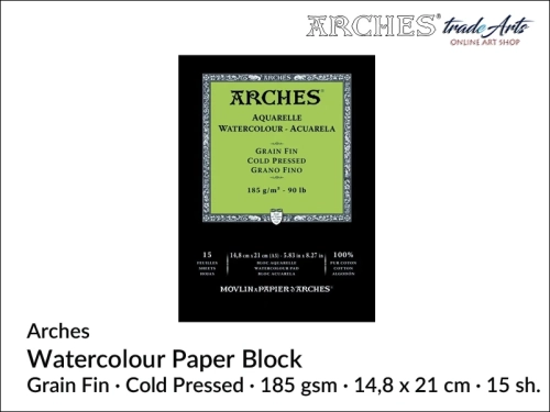 Pad akwarelowy Arches Aquarelle Cold Pressed 185 gsm A5,  Arches Watercolour Pad Cold Pressed 185 gsm A5,  Arches Aquarelle Pad CP A5, pad akwarelowy prasowany na zimno Arches, pady akwarelowe, Arches,