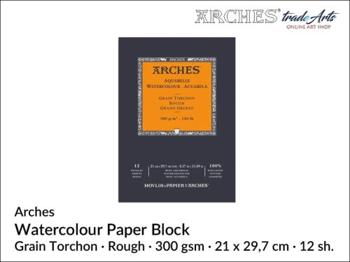 Pad akwarelowy Arches RG 21 x 29,7 cm,  Arches Watercolour Pad Grain Torchon 21 x 29,7 cm,  Arches Aquarelle Pad Grain Torchon 21 x 29,7 cm, pad akwarelowy szorstki Arches, pady akwarelowe, Arches,
