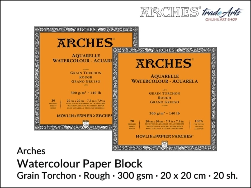 Blok akwarelowy Arches RG 20 x 20 cm,  Arches Watercolour blok Grain Torchon 20 x 20 cm,  Arches Aquarelle Blok Grain Torchon 20 x 20 cm, blok akwarelowy szorstki Arches, pady akwarelowe, Arches,