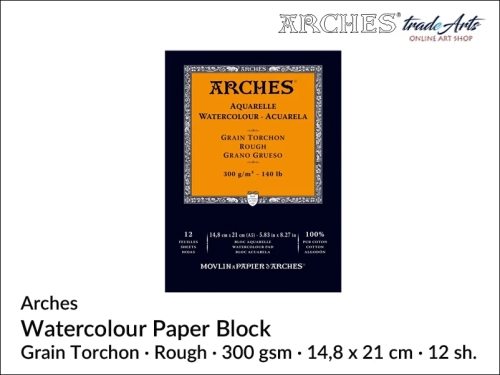 Pad akwarelowy Arches RG 14,8 x 21 cm,  Arches Watercolour Pad Grain Torchon 14,8 x 21 cm,  Arches Aquarelle Pad Grain Torchon 14,8 x 21 cm, pad akwarelowy szorstki Arches, pady akwarelowe, Arches,
