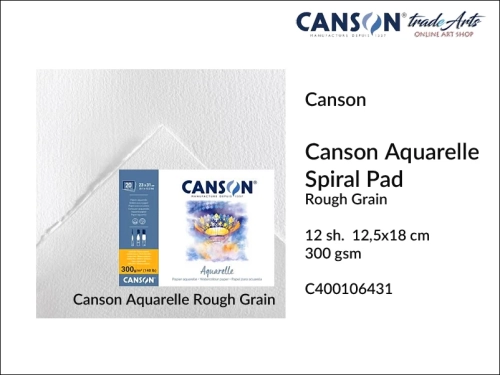 Canson Aquarelle Watercolour Spiral Pad RG 12,5x18 cm, pad akwarelowy na spirali Canson Aquarelle Pad RG 12,5x18 cm, pad akwarelowy na spirali Canson Aquarelle, akwarela, pad, bloki akwarelowe Canson, Canson Aquarelle,