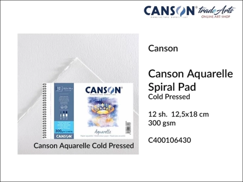 Canson Aquarelle Watercolour Spiral Pad CP 12,5x18 cm, pad akwarelowy na spirali Canson Aquarelle Pad CP 12,5x18 cm, pad akwarelowy na spirali Canson Aquarelle, akwarela, pad, bloki akwarelowe Canson, Canson Aquarelle,