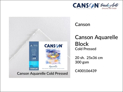 Canson Aquarelle Watercolour Block CP 25x36 cm, blok akwarelowy Canson Aquarelle Watercolour Block CP 25x36 cm, blok akwarelowy klejony Canson Aquarelle Watercolour Block, akwarela, pad, bloki akwarelowe Canson, Canson Aquarelle,