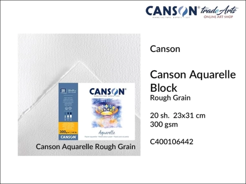 Canson Aquarelle Watercolour Block RG 23x31 cm, blok akwarelowy Canson Aquarelle Watercolour Block RG 23x31 cm, blok akwarelowy klejony Canson Aquarelle Watercolour Block, akwarela, pad, bloki akwarelowe Canson, Canson Aquarelle,