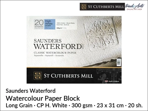 Saunders Waterford Watercolour Block HW CP 23x31 cm 20 ark., Saunders Waterford blok akwarelowy HW CP 23x31 cm 20 ark., blok akwarelowy Saunders Waterford, pad Saunders Waterford, pady akwarelowe, bloki akwarelowe, Saunders Waterford,