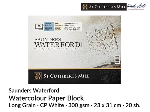 Saunders Waterford Watercolour Block White CP 23x31 cm 20 ark., Saunders Waterford blok akwarelowy White CP 23x31 cm 20 ark., blok akwarelowy Saunders Waterford, pad Saunders Waterford, pady akwarelowe, bloki akwarelowe, Saunders Waterford,