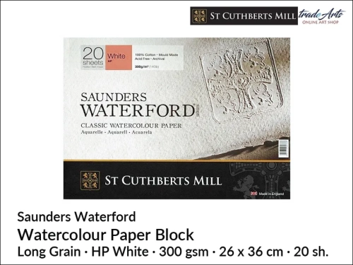 Saunders Waterford Watercolour Block HP 26x36 cm 20 ark., Saunders Waterford blok akwarelowy HP 26x36 cm 20 ark., blok akwarelowy Saunders Waterford, pad Saunders Waterford, pady akwarelowe, bloki akwarelowe, Saunders Waterford,