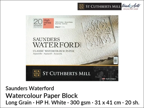 Saunders Waterford Watercolour Block HW HP 31x41 cm 20 ark., Saunders Waterford blok akwarelowy HW HP 31x41 cm 20 ark., blok akwarelowy Saunders Waterford, pad Saunders Waterford, pady akwarelowe, bloki akwarelowe, Saunders Waterford,