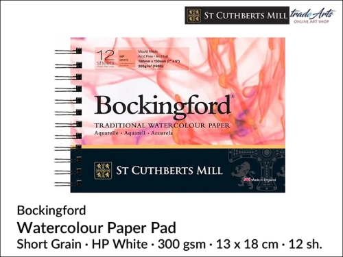 Bockingford Watercolour Spiral Pad HP 13x18 cm 12 ark., Bockingford pad akwarelowy HP 13x18 cm 12 ark., pad akwarelowy Bockingford, blok akwarelowy Bockingford, pady akwarelowe, bloki akwarelowe, Bockingford,