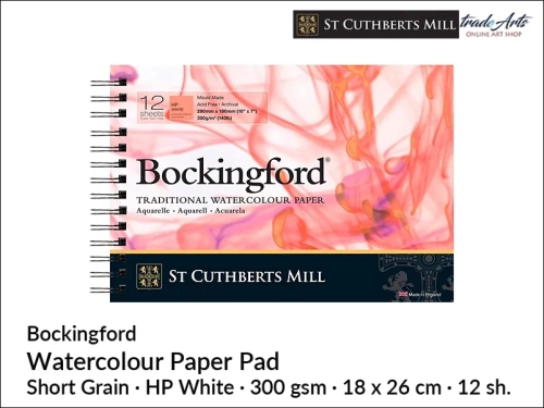 Bockingford Watercolour Spiral Pad HP 18x26 cm 12 ark., Bockingford pad akwarelowy HP 18x26 cm 12 ark., pad akwarelowy Bockingford, blok akwarelowy Bockingford, pady akwarelowe, bloki akwarelowe, Bockingford,