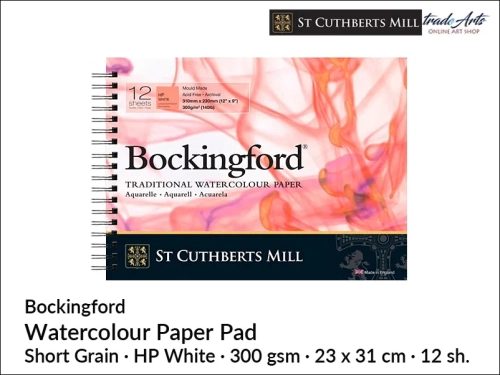 Bockingford Watercolour Spiral Pad HP 23x31 cm 12 ark., Bockingford pad akwarelowy HP 23x31 cm 12 ark., pad akwarelowy Bockingford, blok akwarelowy Bockingford, pady akwarelowe, bloki akwarelowe, Bockingford,