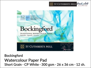 Bockingford Watercolour Paper Pad pad akwarelowy, Cold Pressed White, 300 gsm, 12 ark. rozmiar: 26 x 36 cm,  