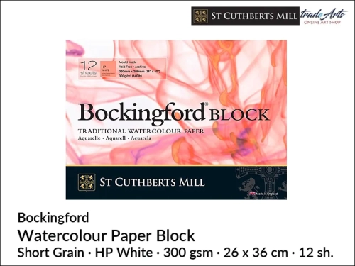 Bockingford Watercolour Block HP 26x36 cm 12 ark., Bockingford blok akwarelowy HP 26x36 cm 12 ark., blok akwarelowy Bockingford, blok akwarelowy Bockingford, pady akwarelowe, bloki akwarelowe, Bockingford,