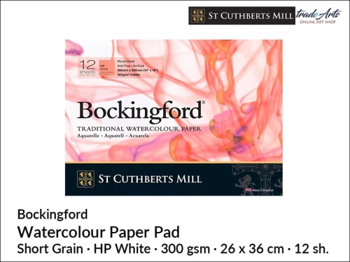 Bockingford Watercolour Pad HP 26x36 cm 12 ark., Bockingford pad akwarelowy HP 26x36 cm 12 ark., pad akwarelowy Bockingford, blok akwarelowy Bockingford, pady akwarelowe, bloki akwarelowe, Bockingford,