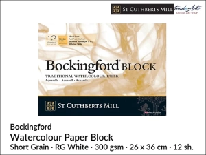 Bockingford Watercolour Paper Block blok akwarelowy, Rough Grain White, 300 gsm, 12 ark. rozmiar: 26 x 36 cm,  