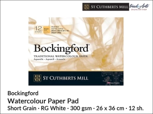 Bockingford Watercolour Paper Pad pad akwarelowy, Rough Grain White, 300 gsm, 12 ark. rozmiar: 26 x 36 cm, 
