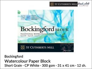 Bockingford Watercolour Paper Block blok akwarelowy, Cold Pressed White, 300 gsm, 12 ark. rozmiar: 31 x 41 cm, 
