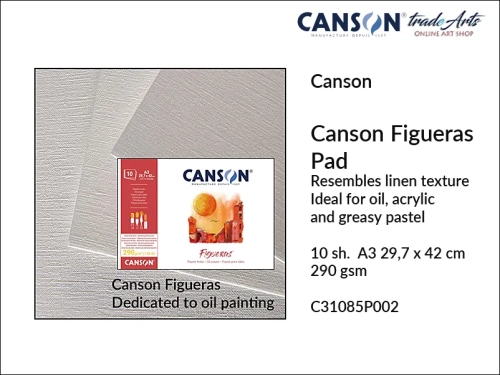 Canson Figueras Oil Paper Pad 10 ark. A3, pad do techniki olejnej A3 Canson Figueras Pad, bloki do techniki olejnej Canson Figueras, bloki do farb olejnych i akryli Canson Figueras, farby olejne, pad Canson Figueras, bloki, pady,
