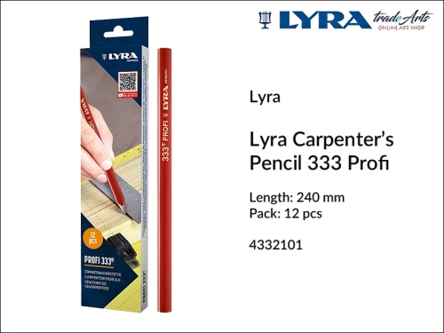 Lyra Carpenters Pencil 333 Profi 24 cm, ołówek stolarski owalny Lyra Carpenters Pencil 333 Profi,  ołówek ciesielski, ołówek stolarski Lyra Carpenters Pencil 24 cm, ołówek ciesielski Lyra, ołówki budowlane, ołówki przemysłowe, ołówek stolarski,