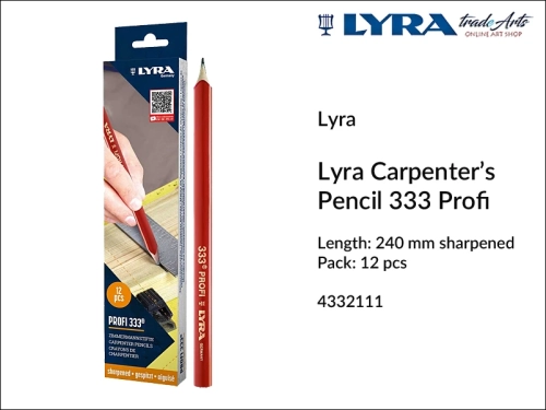 Lyra Carpenters Pencil 333 Profi 24 cm, ołówek stolarski owalny Lyra Carpenters Pencil 333 Profi,  ołówek ciesielski, ołówek stolarski Lyra Carpenters Pencil 24 cm, ołówek ciesielski Lyra, ołówki budowlane, ołówki przemysłowe, ołówek stolarski,