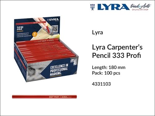 Lyra Carpenters Pencil 333 Profi 18 cm, ołówek stolarski owalny Lyra Carpenters Pencil 333 Profi,  ołówek ciesielski, ołówek stolarski Lyra Carpenters Pencil 18 cm, ołówek ciesielski Lyra, ołówki budowlane, ołówki przemysłowe, ołówek stolarski,