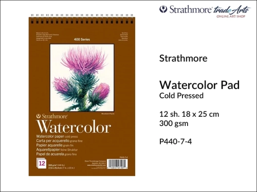 Strathmore 400 Watercolor Pad 300 gsm 18 x 25 cm, blok akwarelowy Strathmore Pad 300 gsm 18 x 25 cm, bloki akwarelowe Strathmore, akwarele, pad do farb akwarelowych, blok do akwareli Strathmore Watercolor 400 Pad 300 gsm,