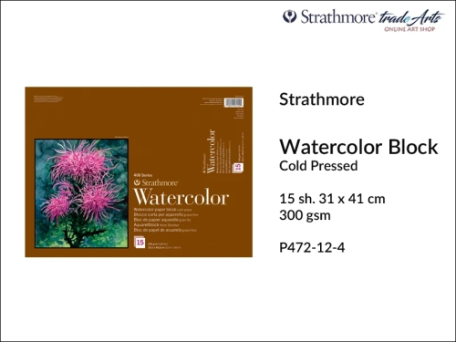 Strathmore 400 Watercolor Block 300 gsm 31 x 41 cm, blok akwarelowy Strathmore Block 300 gsm 31 x 41 cm, bloki akwarelowe Strathmore, akwarele, pad do farb akwarelowych, blok do akwareli Strathmore Watercolor 400 Block 300 gsm,