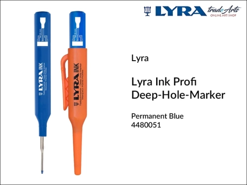 Lyra Ink Profi Deep-Hole-Marker Permanent Blue 051, marker niebieski do głębokich otworów Lyra Deep-Hole-Marker, Lyra Deep Hole Marker marker do zaznaczania otworów, marker do otworów Lyra Deep-Hole-Marker Blue 051, otwory, zaznaczanie, Lyra, markery,