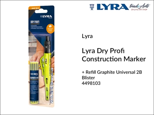 Lyra Construction Marker Dry Profi,  Lyra Dry Profi marker konstrukcyjny z temperówką i grafitami 2B, marker konstrukcyjny z temperówką i grafitami 2B Lyra Dry Profi, marker Lyra Dry Profi blister z grafitami i temperówką,